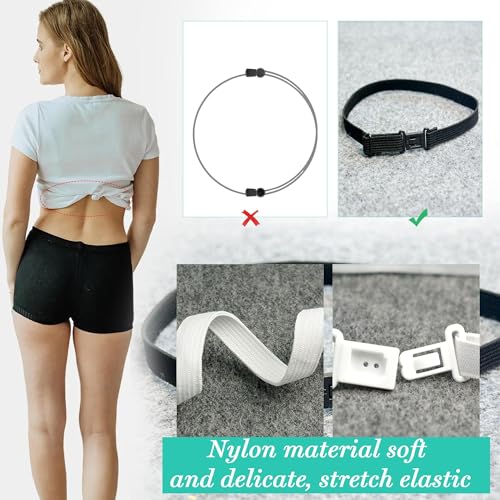 2PCS Crop Tuck Band Elastic Crop Top Band Basic Band Tuck Clothes Sweater Cropper Tool Belly Leaking Tucking Belt Crop Tuck Adjustable Band for Women Change The Style of Your Tops (Black,White)3