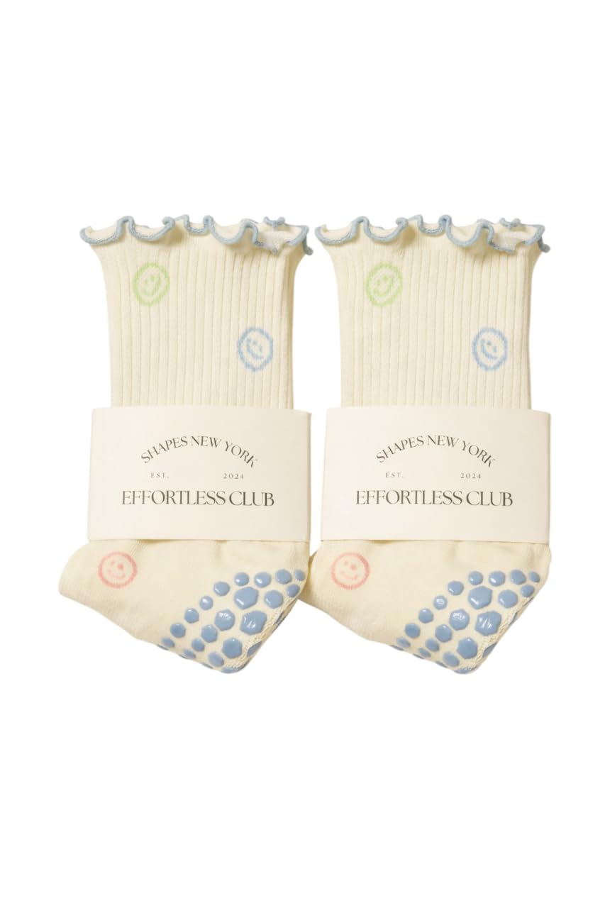 Shapes Studio Ruffle Pilates Grip Socks for Women, Cute Non-Slip Grippy Socks for Reformer, Barre, Yoga &amp; Studio Workouts