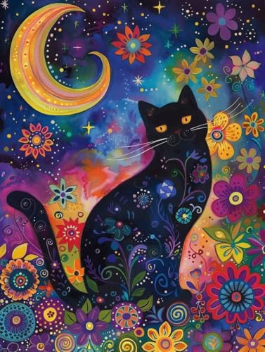 Kit Peinture Diamant DIY Chat pour une soirée détente créative et décoration murale salon