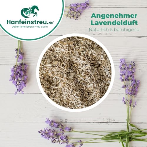 Hanfeinstreu mit Lavendel für Kleintiere, Hühner und Pferde, 30 Liter, 100% Naturprodukt, Extrem Saugfähig, Staubarm, Geruchsbindend, Nachhaltig und Langlebig