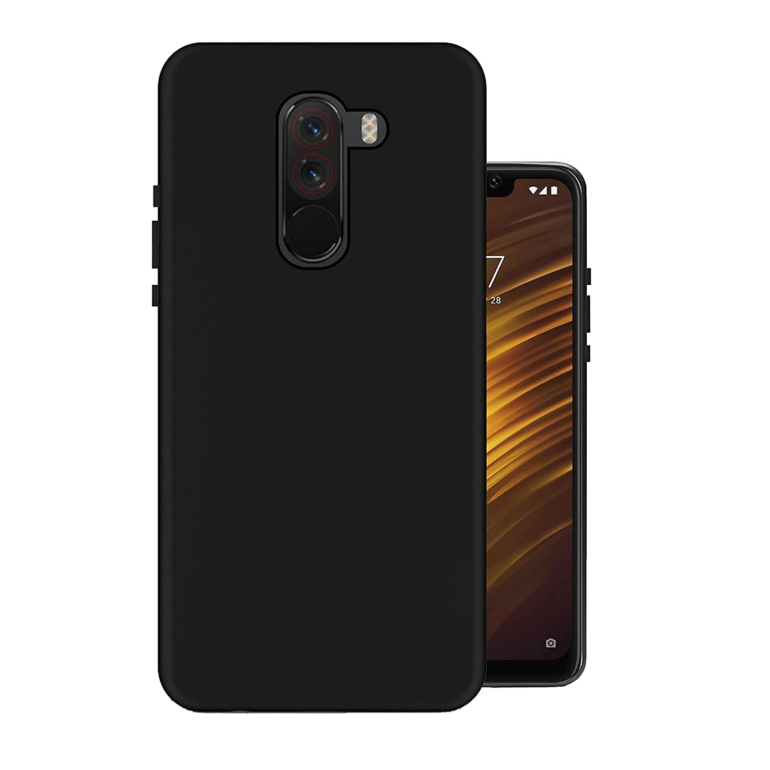 ZEDN Mobile Back Case Cover for Poco F1 Mobile Back Cover (Smooth Silicone|CameraProtection|Black CS1412)