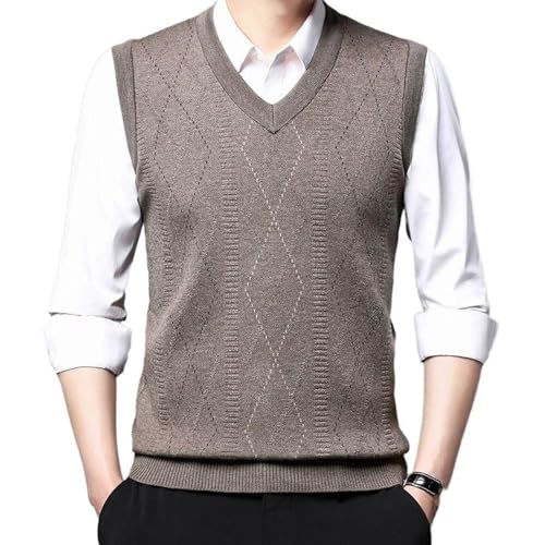 Chaleco de punto para hombre ropa de abrigo sin mangas estilo suéter clásico