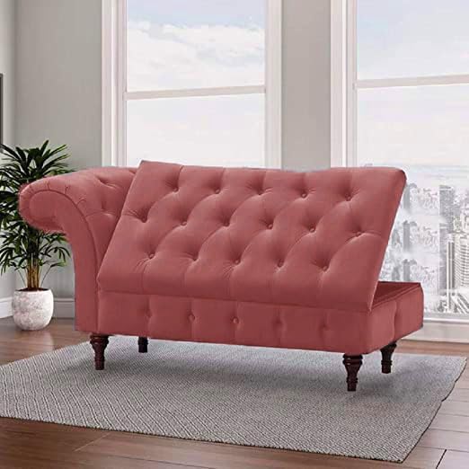 Image of Velvet Chaise Lounge Box Storage for Bedroom, Livingroom (Ash Rose)