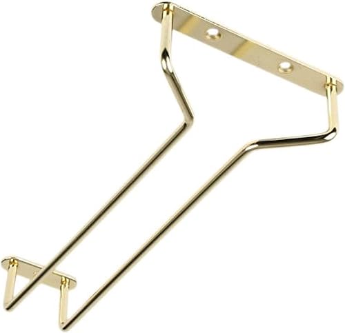 Miniatura 20 de Juego de 2 estantes para copas de vino de 24 pulgadas, acabado de latón, estante para colgar debajo del gabinete, soporte para copas de vino,