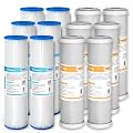 20 Micron Pleated Polyester Sediment Water Filter & 5 Micron CTO Carbon Block Water Filter 10"x2.5", Whole House Pre-Filter Universal Replacement Filter