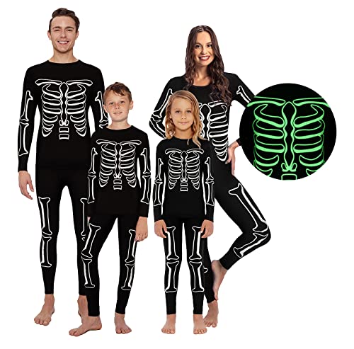 Rocky Skeleton Thermal Underwear (Glow In The Dark) Halloween Girls, Boys, Mens, Womens Scary Warm Pajamas