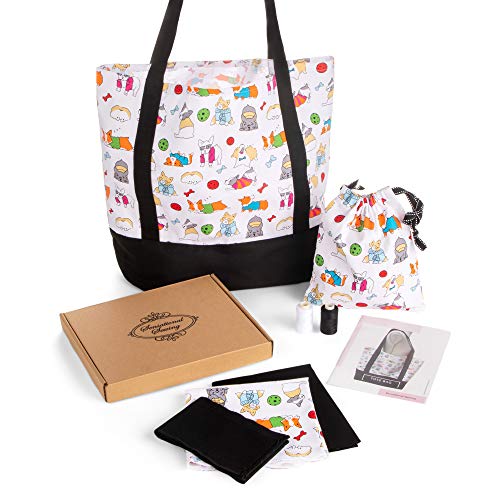 Product Image of the Create Your Own Tote Bag - DIY Sewing Craft Project for Adults, Teens, and Kids - Decorative Bag Making Kit Features Colorful Animal Pattern - Relaxing and Fun Art Gift for Beginners and Enthusiasts