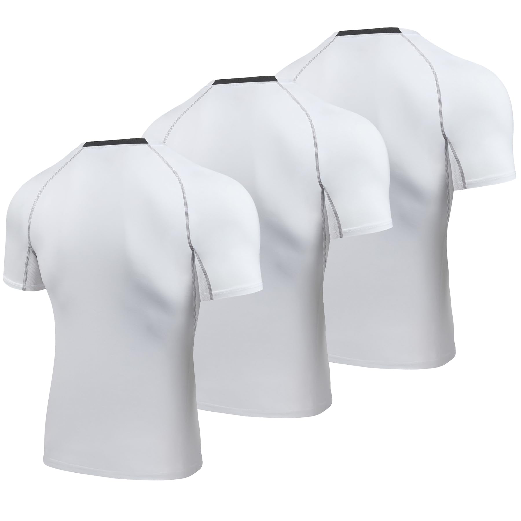 AMZSPORT Maglietta a Compressione da Uomo, a Maniche Corte, Funzionale, Cool Dry, per Allenamento e Corsa