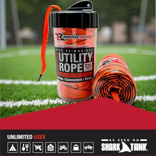 Rapid Rope Canister 120ft Orange Flat Tactical Paracord, Made in USA, 1100lb Tested Heavy Duty Poly Rope Test Cord, Non-Tangle Dispenser Included - Hiking, Camping, Survival, Utility, Climbing - Image 4