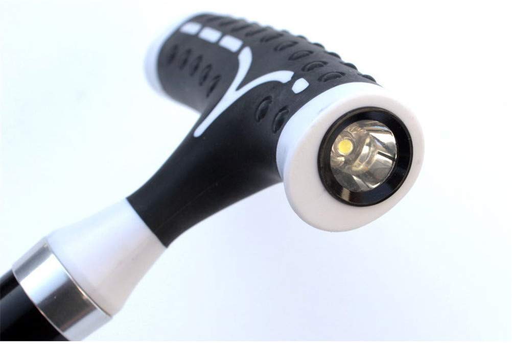 Bastón de bastón para Ancianos Profesional Bastón de Cuatro Patas para Ancianos con luz LED Bastones Ajustables Bastones de Trekking para muletas de Ancianos - Negro,Muletas Times