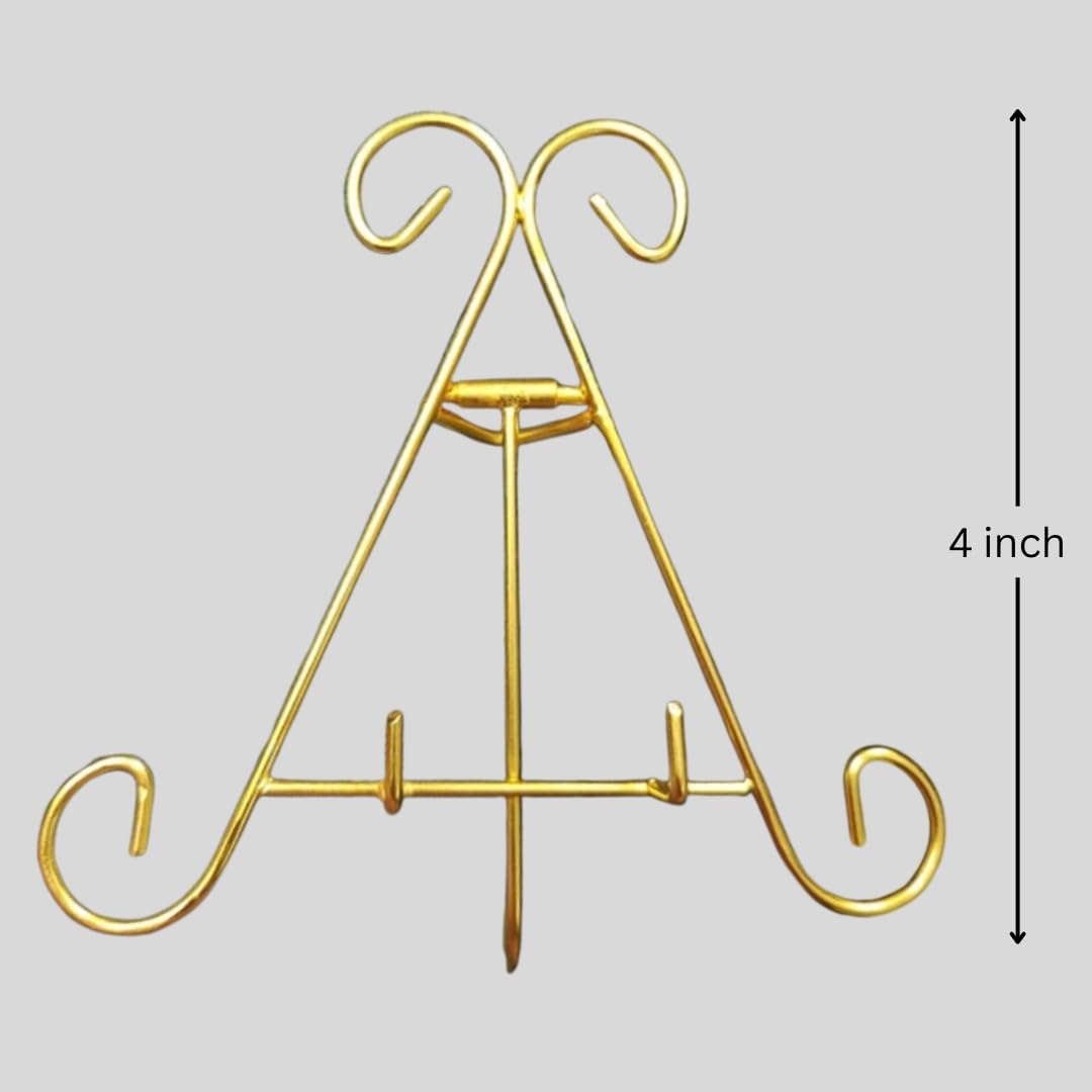 Rêvées Clive Pack of 2 Metal Display Stand – Stand for Posters, Picture Frames, and Artwork – Floor or Tabletop Use, Ideal for Home and Offices (4 Inch)