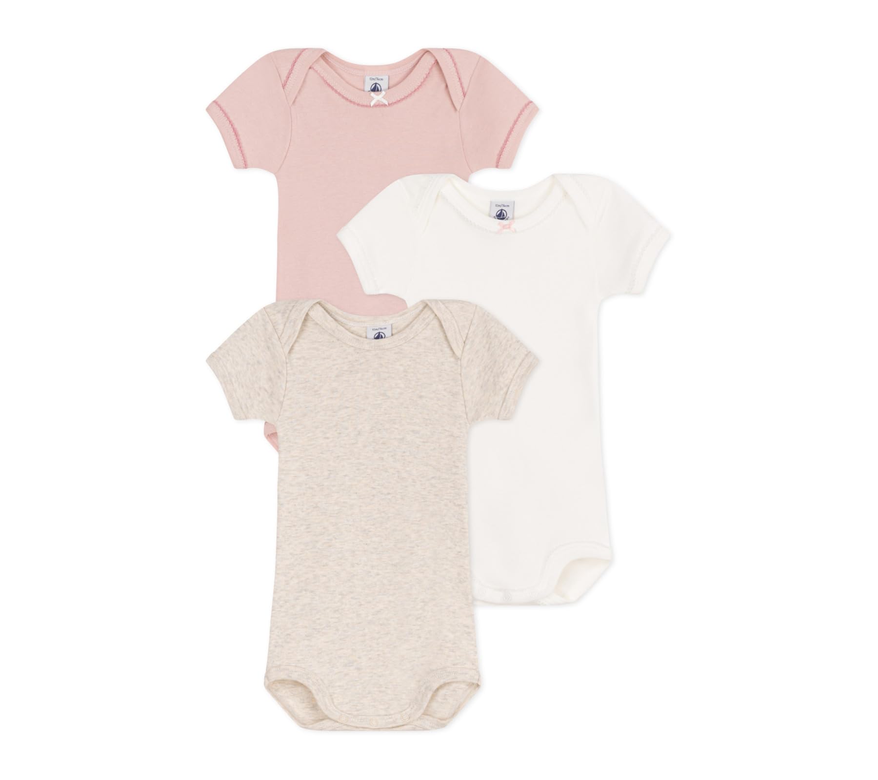 Petit Bateau Baby - Mädchen A0cwz Wir Kurzarm-Bodys (3er Pack)