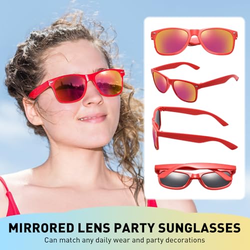 Matcheck 24 Neon Colors Sunglasses Mirrored Lens Bulk Glasses Retro Classic Party Favors Birthday Pool Unisex Adult4