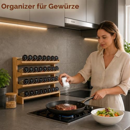 ComSaf Vorratsgläser Glasbehälter Gewürzgläser Eckig 120 ml, 24er Set – Ansicht 4