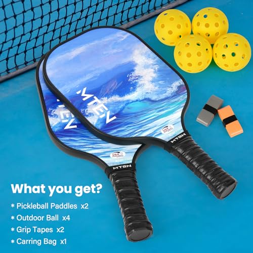Image of MTEN Pickleball Paddles Set of 2 /4 /1, USAPA Approved Fiberglass Rackets