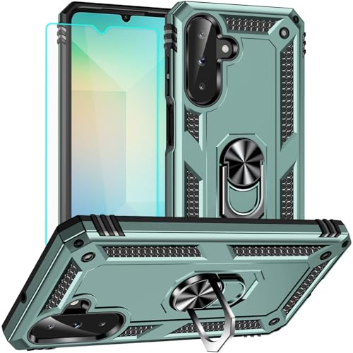 Coque Samsung Galaxy A26 vert foncé avec protège-écran et support