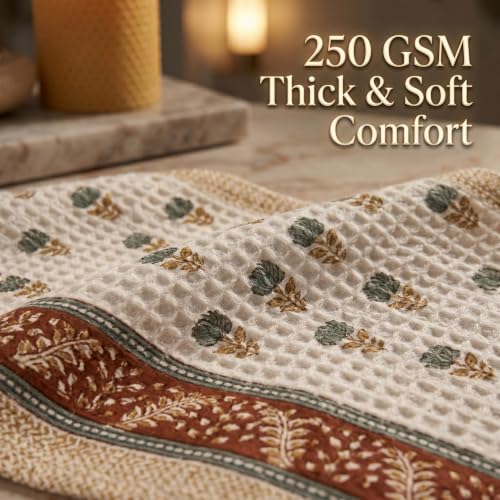 Image of Mafatlal Madhuban Soft & Absorbent Cotton Bath Towel (147x76 cm) | 250 GSM | Lightweight, Quick Dry, Floral Design