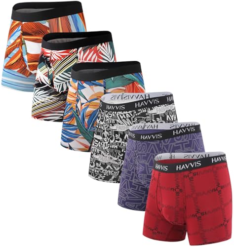HAVVIS Mens Performance Underwear Boxer Briefs Soft Comfortable Bamboo Viscose Underwear for Men Multipack (XL Boxer Briefs : B06-6 Pack)