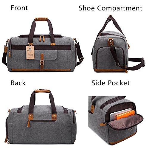 Weekender Overnight Duffel Bag with Shoes Compartment for Women Men Canvas Weekend Travel Tote Carry On Bag