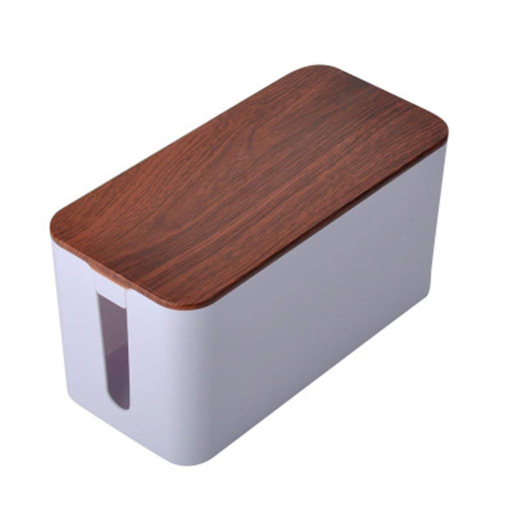 LonveCable Management Box,Walnut Cable Storage Box Organizer Case Box for Desk,TV, PC, Home and Office,Kids & Pet Friendly,23.5 * 11.5 * 12.2cm