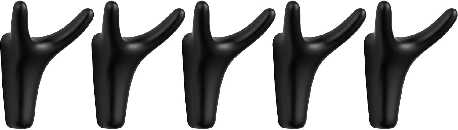 Matte Black Towel Coat-Hook - Metal Wall Hooks Heavy Duty, Mid Century Modern, 5 Pack