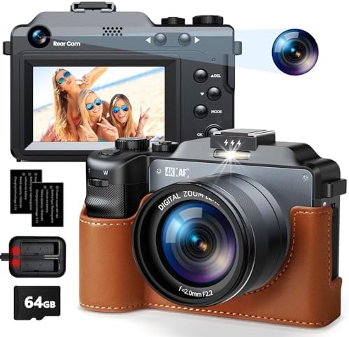 NBD K100 5K Digital Camera - 64MP, 18X Zoom, Flip Screen, Anti-Shake For Vlogging & Photography (Black)