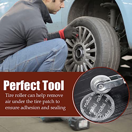 Image of Sutekus Tire Patches Tool Kit Tire Patch Roller and Tire Buffer Wheel Tire Repair Grinding Head Tungsten Steel Buffing Wheel for Air Tire Grinding Polishing Accessories Kit (2Pcs Tools)