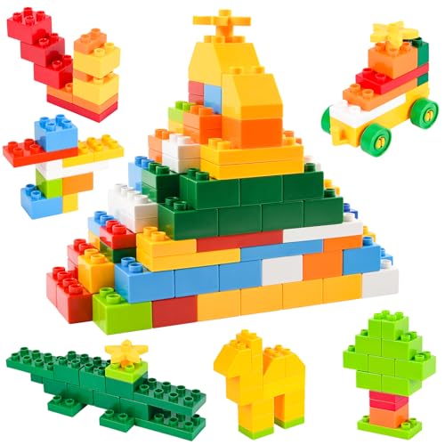 ABOHU Mattoncini da costruzione grandi 246 pezzi, compatibili con tutti i principali marchi, blocchi di costruzione colorati, giocattoli educativi