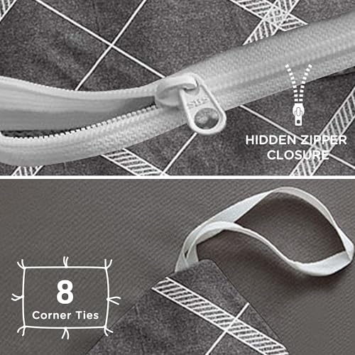 Image of TOCOMOA Plaid Duvet Cover Set 100% Natural Cotton Soft Comfy Breathable 3 Piece Grey and White Striped Pattern Printed Comforter Cover Bedding Set (Queen 90 inchx90 inch, Comforter Not Included)