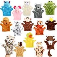 15 Pack Safari Animal Hand Puppet Zoo Plush Animal Hand Puppets Elephant Giraffe Bear Monkey Zebra Stuffed Puppet Toys for Kids Adult Show Theater Telling Story Teaching Role Play
