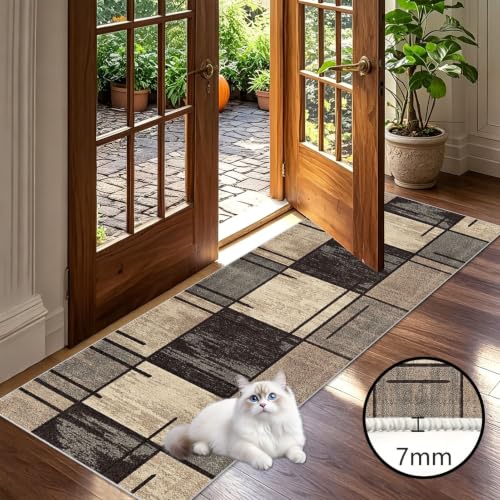 Tapis entrée intérieur long lavable pour éliminer les traces de pas et l'humidité