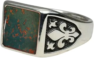 Natural Bloodstone Ring, Handmade Rings For Men, 925 Silver Rings, Bloodstone Signet Ring, Fleur De Lis Ring Men, Gemstone Ring Men, Fleur De Lis Ring Silver, Gift For Him, Halloween Gift