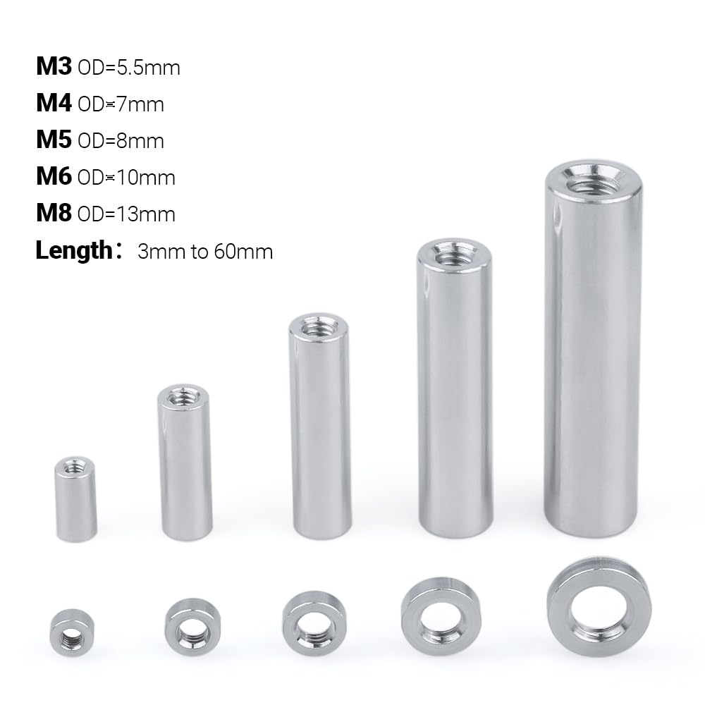 Distanziali Metrici Distanziali In Acciaio Inox A2 - Manicotti Rotondi Con Filettatura M6, M8, M10, M12 Per Collegamenti Manicotti Inox M6 M8 - Foto 12