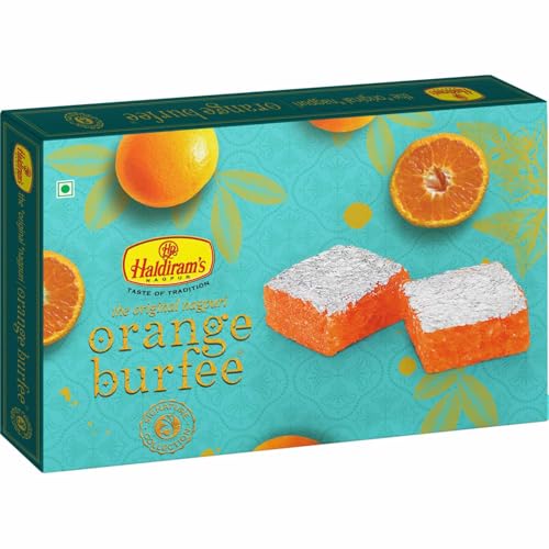 Image of Haldiram's Nagpur Orange Burfee 250g � Delightful Orange Barfi Sweet | Traditional Indian Sweet Treat for Diwali, Rakhi, and More