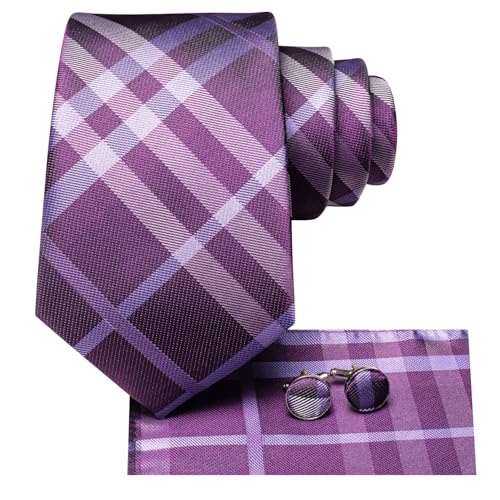 Image of Dubulle Silk Ties Set for Men Formal Paisley Striped Necktie Pocket Square Cufflinks 3PCS Sets Wedding Business Party