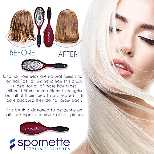Spornette Super Looper Wig Brush, Cushioned & Looped Nylon Bristles for Hair Extensions, Wigs, Hair Pieces, Toupees & Weaves - For Brushing, Styling, & Detangling Natural & Synthetic Hair - Thumbnail 7