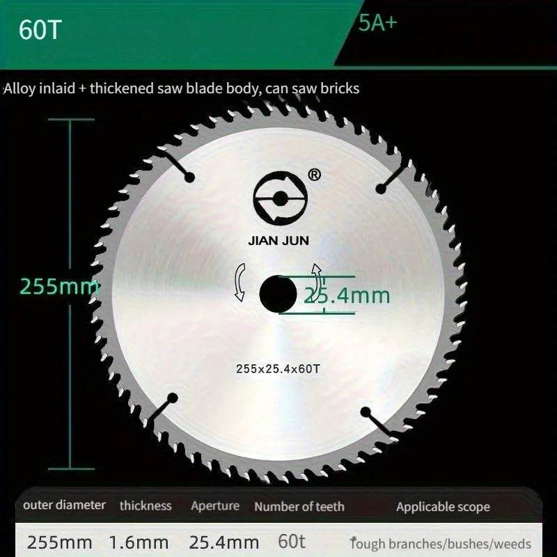 Cortacésped con Cabezal de Cuchilla, Disco cortacésped Madera 40/60/80 Dientes for desbrozadora, Piezas for jardín, 1 ud(5A-60T)
