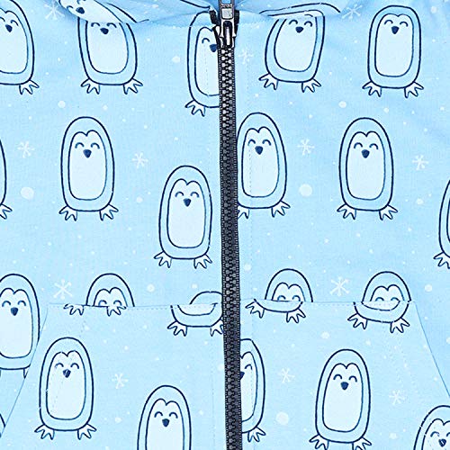 Image of The Mom Store Unisex Fleece Hooded Neck Hoodie (TMS-1234 Happy Penguin Blue 3 Years-4 Years)