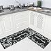 Carvapet 2 Piece Non-Slip Kitchen Mat Rubber Backing Doormat Runner Rug Set, Fruit Design (Grey 15"x47"+15"x23")