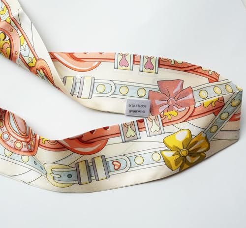 JERLA 100% Mulberry silk Scarf Head Hair Ribbon Handbag Handle wrap Tie Bundle Neckerchief Scarf for women3