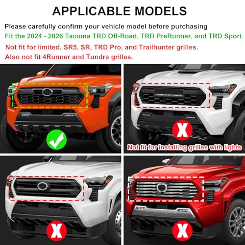 Image of Upgrade Grille Decor Badge Emblem Compatible with 2024 2025 2026 Toyota Tacoma Accessories TRD Off-Road /PreRunner /Sport Tri-Color Front Grille Insert Trims (Yellow /Orange /Red)