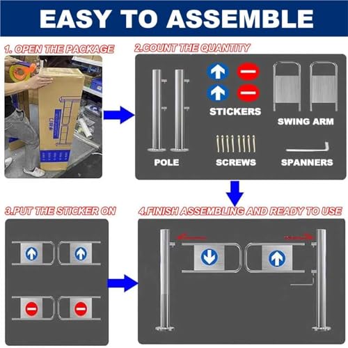 Metal industrial, control de acceso de 90° para mercados y almacenes, 160 x 100 cm, seguro para pasillo y protección de acceso