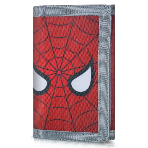 Leehoom Kids Wallet for Boys Girls, Trifold RFID Wallet with Key Chain and Zipper Pocket for Kids 4-18 Novelty Birthday Gifts, Coin Pouch Purse for Children Teens Outdoor Sports -Spider2