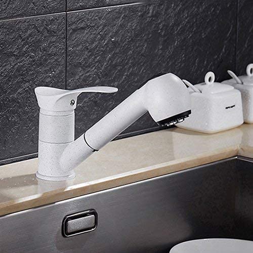 Rubinetto per lavello, rubinetto per lavello Rubinetto da cucina Rubinetto per lavabo Rubinetto caldo e freddo girevole Rubinetto per piscina da bagno/Punto bianco + nero Comfortable anniversary