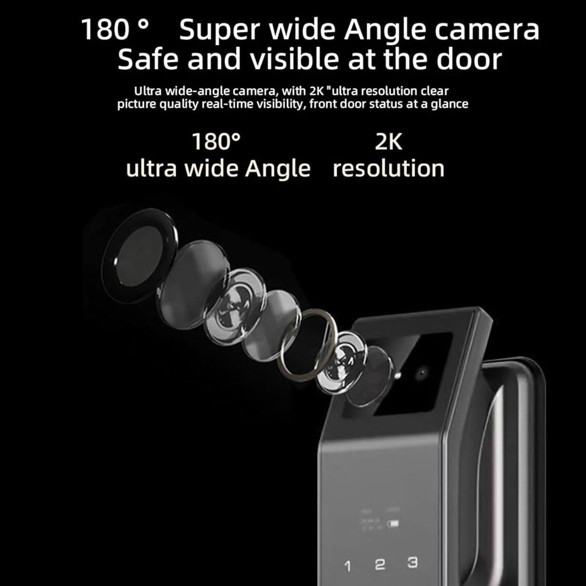 Cerradura de Puerta con reconocimiento Facial 3D, Cerradura de Puerta Inteligente con cámara, Cerradura de Puerta Digital WiFi con Huella Dactilar for Puerta de Entrada con cámara