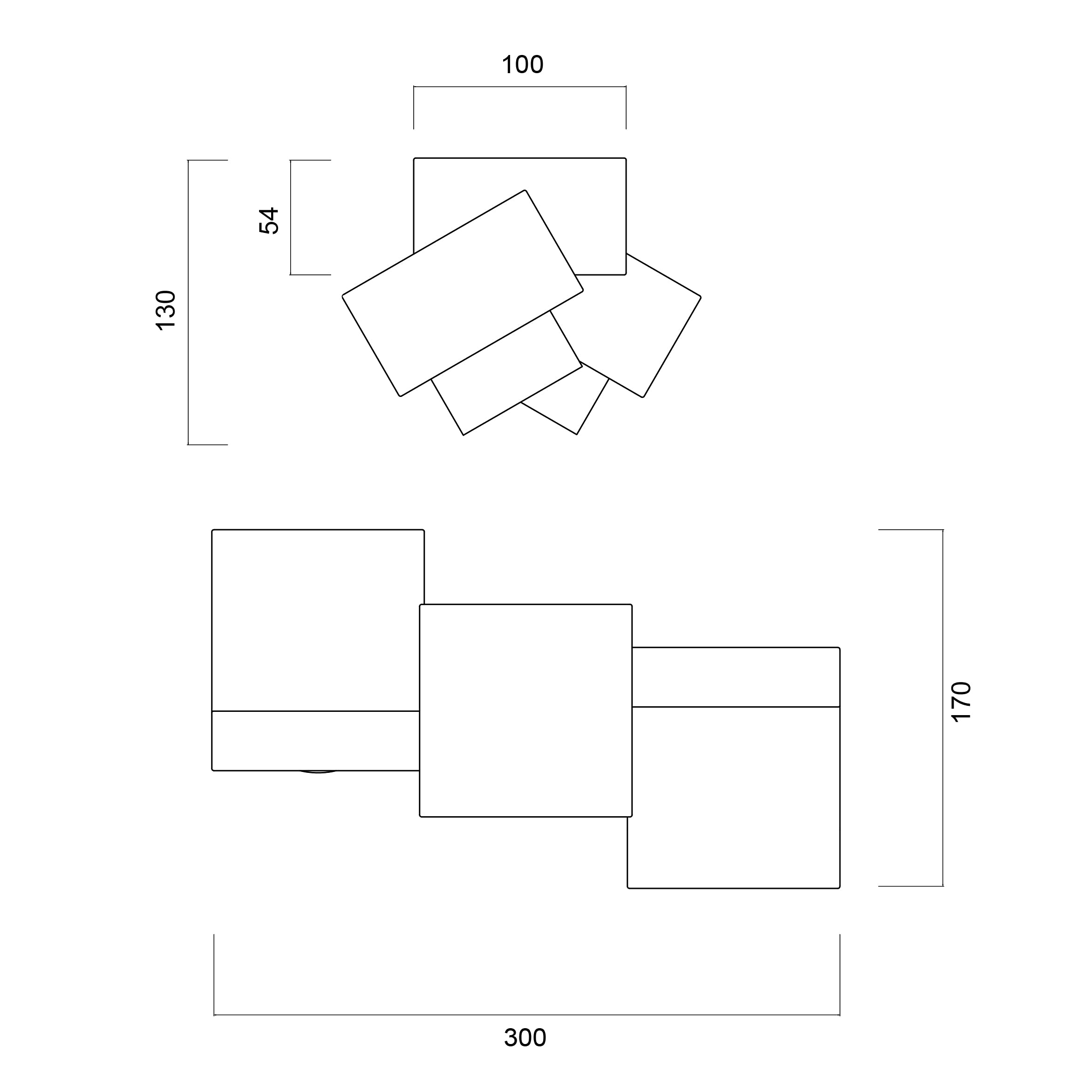 L+ plafoniera, in Metallo, Faretto led soffitto, dimensioni