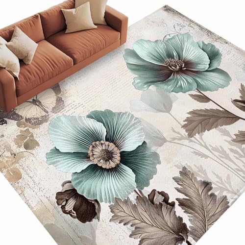 Alfombra decorativa rectangular 5x8 pies lavable con respaldo antideslizante miniatura 2