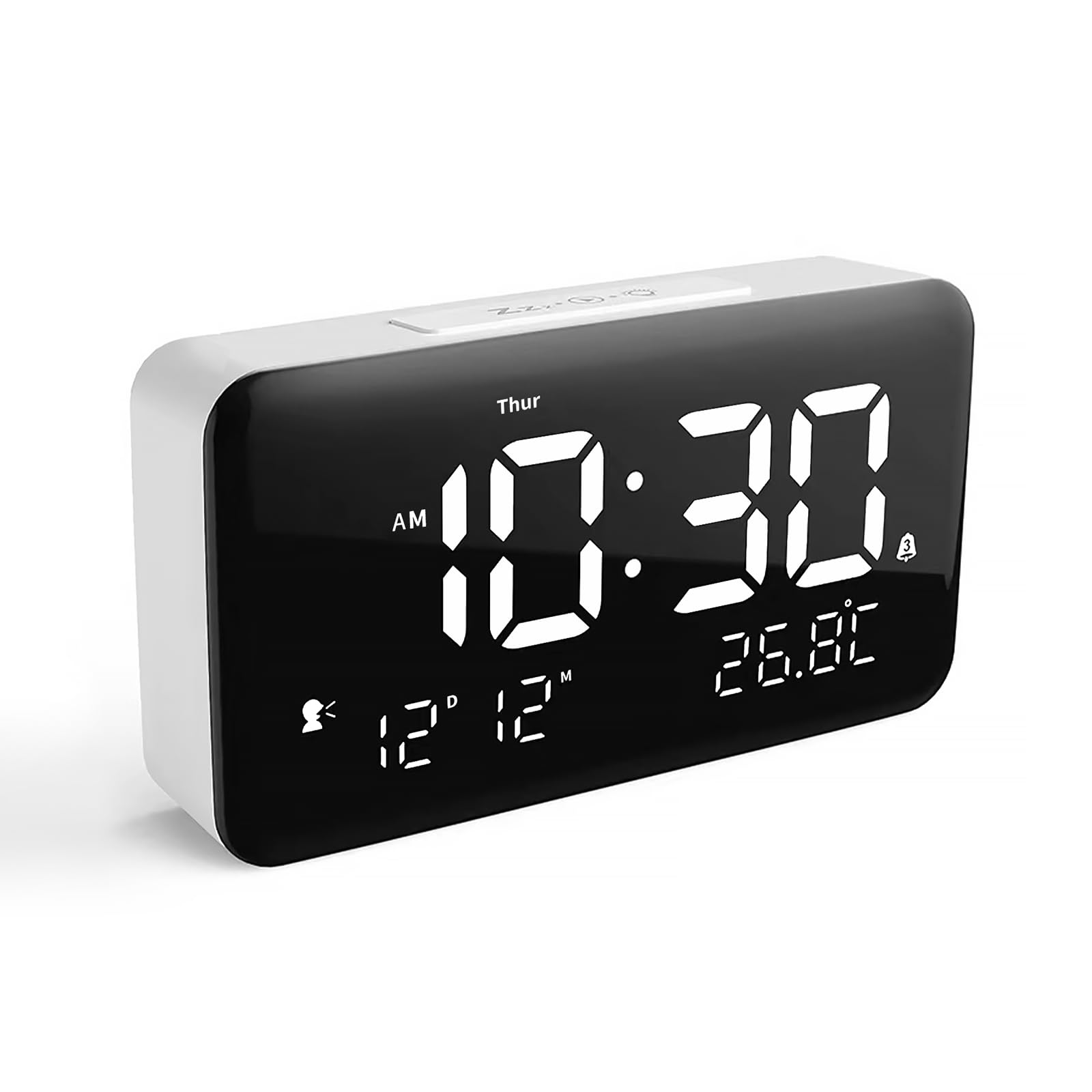 RohomeAlarm Clock with Visual Timer for Classroom Teacher Time Management, Bedroom Digital Temperature Clock, Rechargeable, Snooze, 12/24H, Hourly Chime, Sound Control, Dimmable, Large Number Display