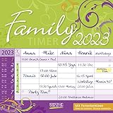 Family Timer - Floral 2023: Broschürenkalender mit Ferienterminen