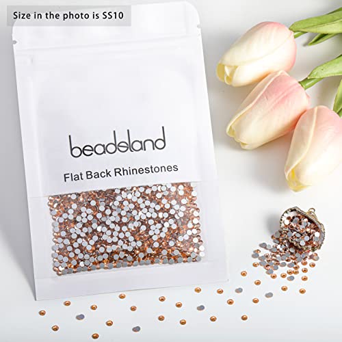 Image of Beadsland 2880pcs Flat Back Crystal Rhinestones Round Gems for Nail Art and Craft Glue Fix,Champagne,SS10,2.7-2.9mm | Flatback Glass Gems, 2.7-2.9mm, for Nail Art Craft, Glue Fix,Light Peach